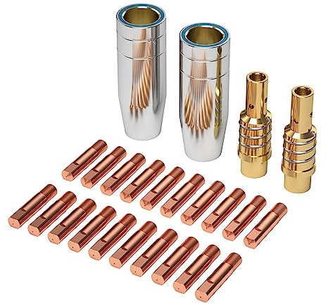 ARCCAPTAIN MB15 15AK MIG MAG Schweißzubehör Verschleißteile, Kontaktspitze M6 0,8 mm + Gasdüsen + Düsenstock Mit für MIG MAG Schweißbrenner