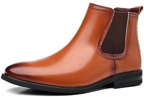 PPXID Bottines Chelsea en Cuir Confortable Classiques Homme Bottes de Cheville
