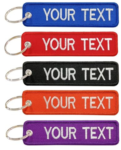QIMAMADE - Doppelseitiger personalisierter gestickter Schlüsselanhänger - gestickter personalisierter Name