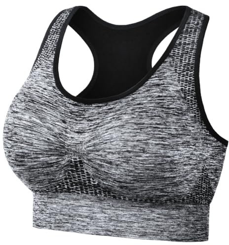 AUYAO Sport BH Damen Sport Bustier BH Ohne Buegel mit Polsterung Bustiers Racerback Push up Gepolstert Starker Halt Nahtloser Sports Bra Top Breite Schultergurte Soft Bra Fitness Laufen Yoga Joggen M