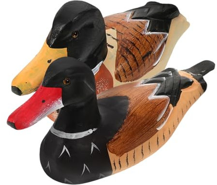 GALPADA Pato De Madera Pintado A Mano, Pato Mandarín De Madera, Estatua De Pato Pintada, De Boda, 2 Uds.