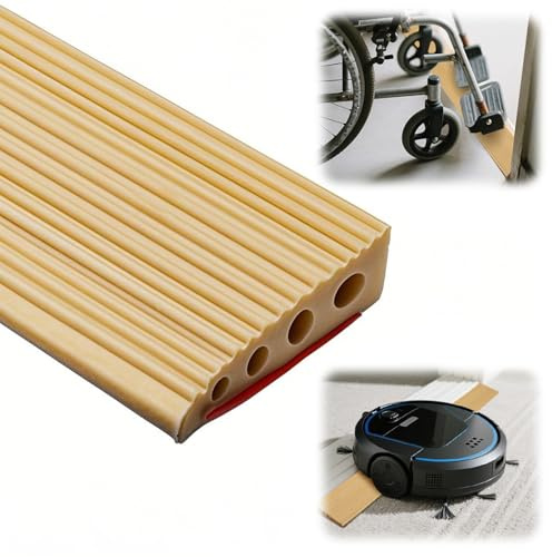 Dörrtröskelramper, PVC rullstolsramp, 100 x 8 x 2 cm, tröskelramp, halkfri yta, gummiramp, uppkörningsramp för rullstol, barnvagn, rullator eller e skoter (gås, gul, 2)