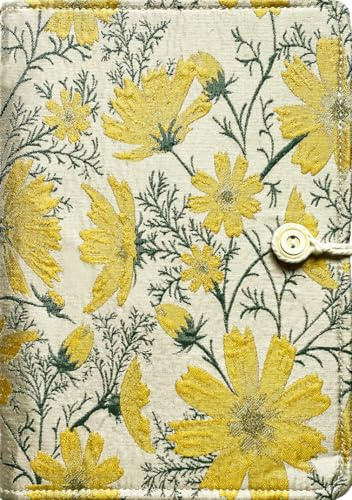 ipoul Refillable Journal, A5 Binder 6 Ring, Ruled Notebook, Lined Paper, Embroidery Fabric Cover, Budget Binder, Planner Binder, Travel Diary, Journal for Women, Yellow Daisy, Gift for Women