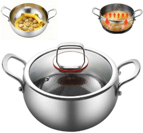 Olla de Sopa martillada de Titanio con Tapa, Olla de Cocina Grande Antiadherente, Olla Resistente Compatible con inducción con Asas Dobles, Apta para lavavajillas 28cm