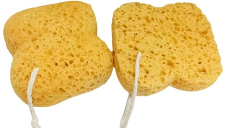 Set di 2 spugne da doccia in schiuma densa esfoliante per il corpo in luffa per una pulizia liscia per il tipo di pelle, accessorio da bagno da viaggio