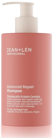 Jean & Len Shampoo Professional Advanced Repair, reparierendes Haarshampoo für trockenes & geschädigtes Haar, stärkt und pflegt es intensiv, frei von Sulfattensiden, ohne Silikone, vegan, 300 ml