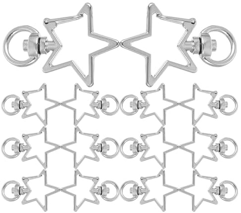 CALLARON Star Key Chain Clips Snap Hooks 40Pcs Alloy Silver Metal Swivel Clasps with Key Rings Suitable for Bag and Lanyard Attachments