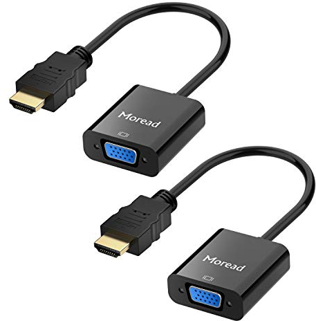 Moread HDMI to VGA Adapter, 2 Pack, Male to Female, Black