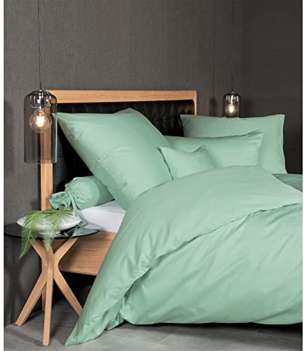 Janine Kissenbezug Mako Satin Nackenrolle Uni Colors Ø 15 x 40 cm jadegrün