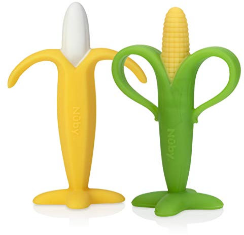 Nuby Beruhigender Beißring aus Bananen und Mais, 2er-Pack, ab 3 Monaten