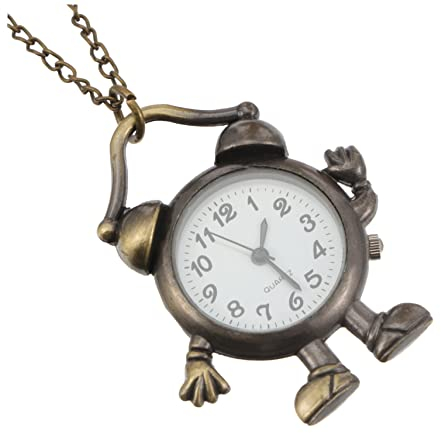 Mikikit Kreative Taschenuhr Im Retro-Stil Mit Quarzwerk Uhr Für Mädchen Modische Taschenuhr Mit Kette Stilvolle Vintage-Uhr