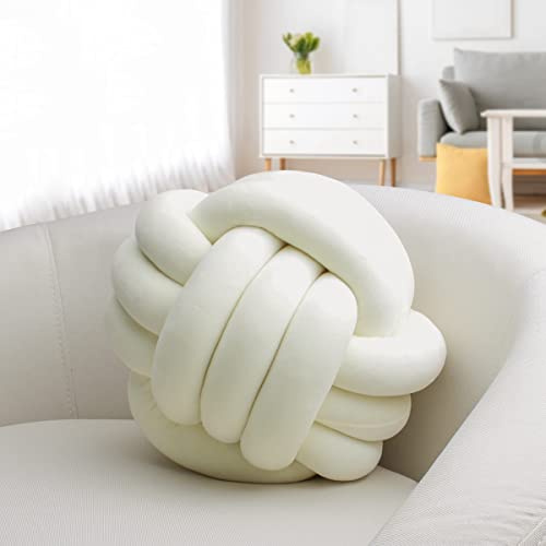 IIQI Cuscino a Nodo, fatto a mano Cuscino Divano per la decorazione domestica (Beige,22-cm)