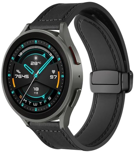 FiiMoo Cuero Correas Compatibles con Garmin Venu 3/Forerunner 265/Forerunner 965, 22mm Bandas de Cuero Híbridas de Silicona, Ajustable Fuerte Cierre Magnético Correa para Garmin Vivoactive 4-Nero