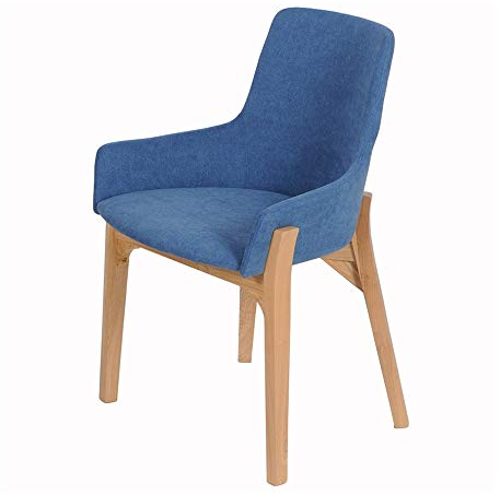 KOHARA Esszimmerstuhl, Massivholzstuhl, Besucherstuhl, ergonomischer Loungesessel, Stoffstuhl für den Haushalt, Verhandlungsstuhl/Kaffeestuhl, Nenntragfähigkeit: 330 lbs (Farbe: Blau)