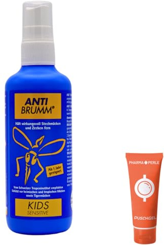 Anti Brumm Kids Sensitive 1x 75 ml I Schutz gegen Mücken und Zecken I Mückenspray I Für zu Hause, Reise, Tropen I Icaridin I Kinder ab 1 Jahr I empfindliche Haut I Spar-Set plus Pharma Perle give-away