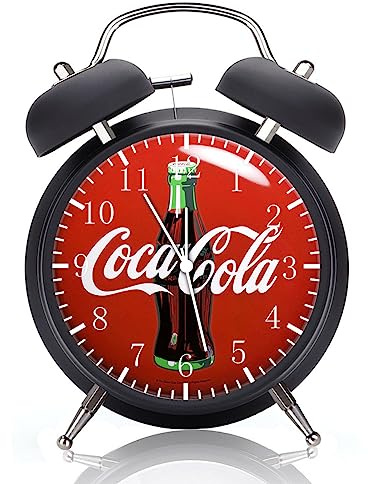 HDecor Twin Bell Cola Alarm Desk Clock with Night Light Quite Silent Non-Ticking 4 Inches Metak and Glass Face Great for Decor or Gifts G157