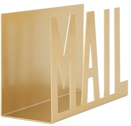 Postorhållare i metall för skrivbord, snygg och ihålig design skrivbord brevställ för sedlar, bokstäver, papper idealisk som inflyttning, bröllopsgåvor (guld)