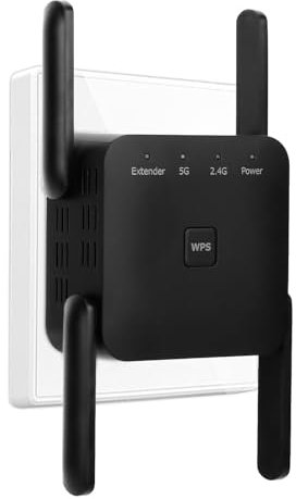 WLAN Verstärker 1200Mbit/s WiFi Repeater Dualband 2,4GHz+5GHz WiFi Booster mit Repeater/Router/Access Point Modus,4 Antenne,Einfache Einrichtung,WiFi Extender Booster Mit LAN/WAN Port