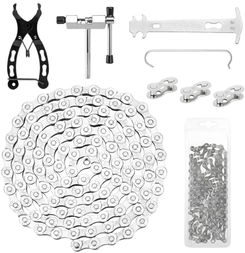 Cadena Bicicleta 6/7/8 Velocidades, Cadena de Bicicleta de Montaña Juego con Alicate de Eslabón de Bicicleta y Cortador, para Mountain Bike, Sportbike, Varios Bike