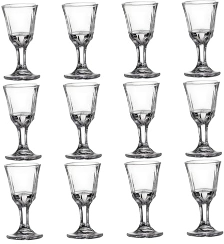 12 mini vasos de chupito, mini copas de vino transparentes de 10 ml con base, vasos de vidrio pequeños para vino, tequila, whisky, licores, de vidrio pequeños