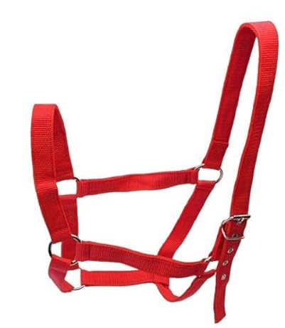 Chatonshen Horse Halter, Wear-Resistant Halter with Snap Hook And Thruster, Horse Rope for Pasture And Racecourse, red