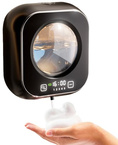 Distributeur Savon Mural Automatique 320 ML, Distributeur À Capteur Infrarouge avec Fenêtre Visuelle, 5 Vitesses Réglables, Rechargeable USB 1500 mAh, Étanche IPX5, Adapté À Cuisine Et Salle De Bain