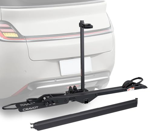 CRAVOT CyberRack E1 Electric Bike Rack, 100 lbs Capacity Foldable E Bike Racks for Tow Hitch Heavy Electric Bike Carrier for 1 E-Bike, Up to 5-inch Fat Tire 2'' Receiver w/Lock