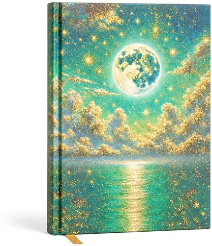 Moon Ritual Journal for Manifestation & Reflection – Calendario guidato per la luna nuova e piena (2026-2029), quaderno con copertina rigida di alta qualità con bordi dorati, carta spessa e segnalibro