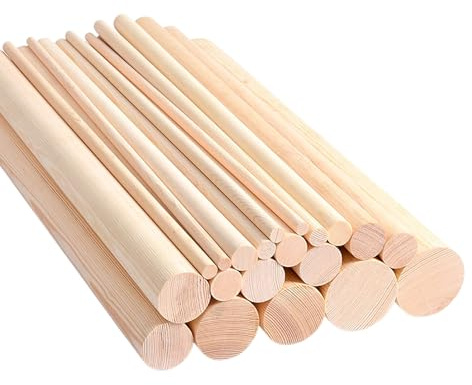 5 st träpinnar - 1-2,5 cm diameter, 40 cm långa oavslutade lövträpinnar for gör-det-själv hantverk och projekt(1cm)