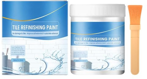Kawiithn Kit de Pintura para Renovar Azulejos y Bañeras, Pintura Impermeable de Alta Cobertura para Resucitar Cerámica, Plato de Ducha y Baño, blancoes, con Brocha, 300g