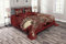 ABAKUHAUS Drachen Tagesdecke Set, Japanische Drachen Doodle, Set mit Kissenbezügen Sommerdecke, für Doppelbetten 220 x 220 cm, Elfenbein Rubin