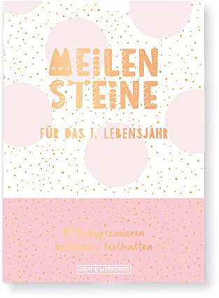 GRAFIK WERKSTATT Meilenstein-Box Meilenstein-Karten für das Lebensjahr Geschenk für Mädchen, rosa