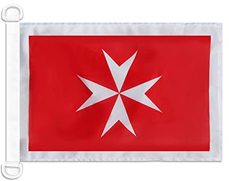 BANDERA NAUTICA PABELLÓN CIVIL MALTA 45x30cm - Pabellón de conveniencia MALTESA - PABELLÓN NACIONAL 30 x 45 cm anillos - AZ FLAG