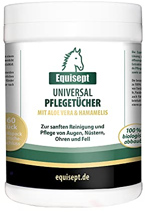 Equisept Universal Pflegetücher für Pferde 160 Stück - Pflege & Reinigung von Augen, Nüstern, Ohren & Fell - Pferde Zubehör - Putzzeug für Pferde zur Pferde Putzbox - Pferdepflegeset