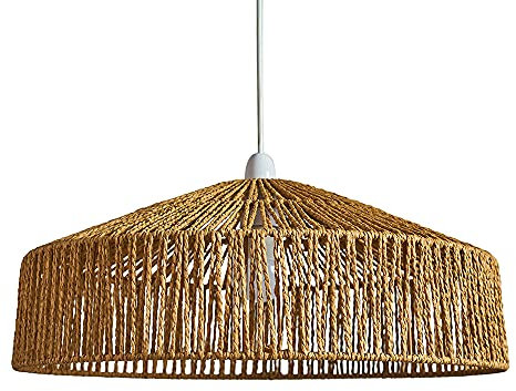 MiniSun | Modern Natural Tapered Woven Rope Ceiling Light Shade | Pendant Lights, Home Décor & Improvement Essential | Includes 10W LED Bulb [3000K Warm White] | 500mm Shade Width
