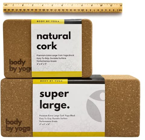 Freedom Block – World’s Tallest Cork Yoga Block (14” x 6” x 4”) | Extra Large Yoga Block for Better Support, Balance & Flexibility | Raises the Floor for Safer, More Accessible Yoga | Body By Yoga