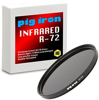 Pig Iron Filtre infrarouge R72 de qualité supérieure en verre Schott 720 nm pour appareil photo reflex numérique et sans miroir 52 mm