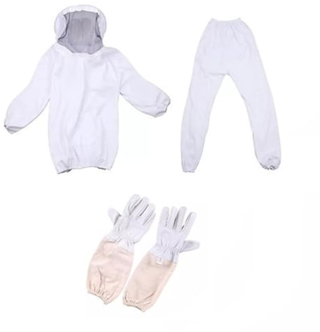 Imkeranzug mit Handschuhen, Imkerhut mit Schleier, Imkerkleidung Erwachsene Ganzkörperschutz, Professioneller Bienenanzug Imkerjacke Imkerhose Imkermütze Atmungsaktiv, Imkerzubehör