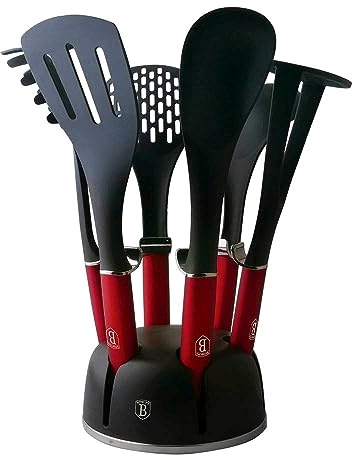 Berlinger Haus, Set de 7 Pièces Ustensiles de Cuisine, Collection Burgundy, Surface anti adhésive, Avec un support élégant 360°, Conception ergonomique