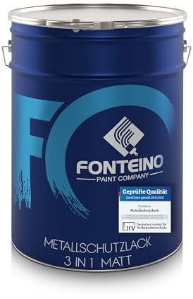 Fonteino Metallschutzlack 3in1 Metallfarbe Rostschutzfarbe Decklack Matt - Silbergrau 2,5L