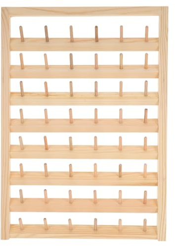 VILLCASE Porta Rocchetti in Legno Supporto Compatto da Tavolo per 48 Bobine Organizzatore per Fili da Cucito Ricamo Maglieria Uso Domestico 16.93X12.01X1.38In