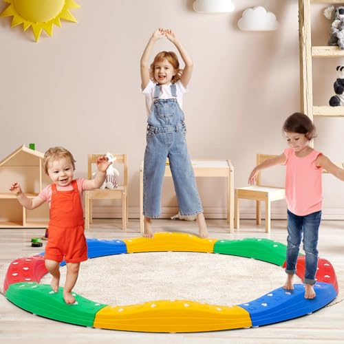 Poutres d'Équilibre pour Enfants, Balance Board Enfant Exterieur, Charge Maximale de 80 kg pour Enfants, Jouet Sensoriel Montessori 8 pièces
