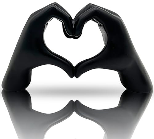 Herzform Hand Statue, Herz Hand Skulptur, Liebe Finger Statue, Herz Hände Statue, Geste Statuen und Skulpturen, Romantische Statue, Heimdekoration Für Wohnzimmer, Zimmer, Büro, Schwarz
