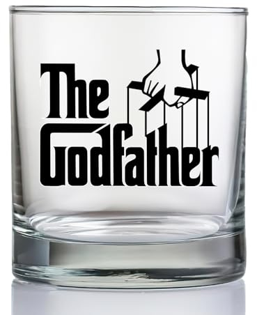The Godfather Printed Rocks Whiskey Glass - Officially Licensed, Premium Quality, Handcrafted Glassware, 11oz. - Perfect Collectible Gift for Movie Enthusiasts, Birthdays & Special Occasions