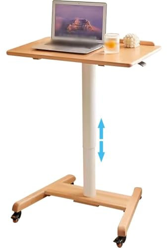 Mesa De Madera Japonesa, Mesa De Sofá Ajustable Neumáticamente, Escritorio Portátil Móvil con Ruedas Giratorias, Estación De Trabajo Portátil