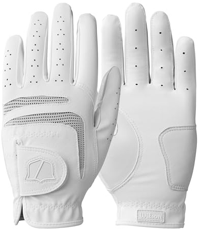 Wilson Grip Plus Damen-Golfhandschuhe, Verbesserte Leistung, Sicherer Grip, Ideale Passform, Robuste Konstruktion, Weiß, Größe M (Linke Hand)