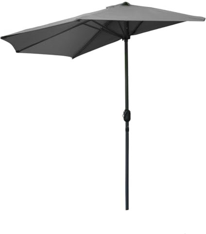 Meublorama Demi-Parasol Mural Gris Anthracite – 270x135x230cm – Aluminium – Toile Polyester 180g/m² – Manivelle