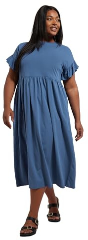 Yours Curve Blue Frill Sleeve Cotton Maxi Dress - Women's - Plus Size Curve