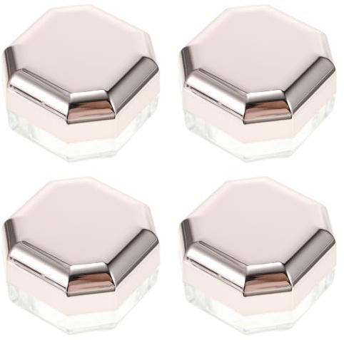 Veemoon 4pcs Octagonal Rose Gold Loose Powder Cases Portable Powder Storage Boxes Travel Refillable Makeup Containers for Cosmetics