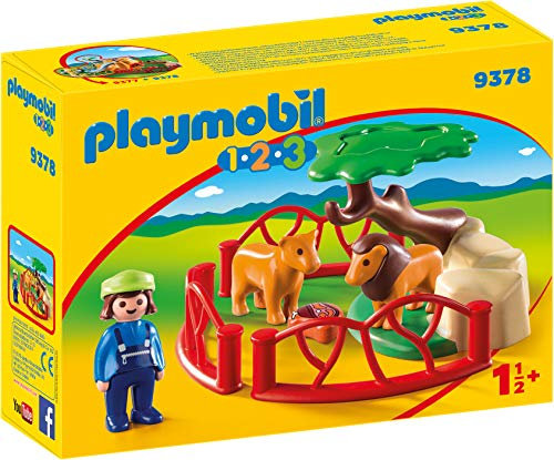 Playmobil 9378 1.2.3 Lion Enclosure with Cave, Fun Imaginative Role-Play, PlaySets Suitable for Children Ages 4+
